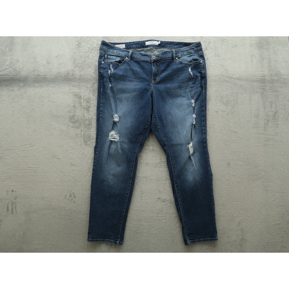 Torrid Jeans Womens Size 20R Blue Mid-Rise Boyfriend Denim 31" Inseam Distressed